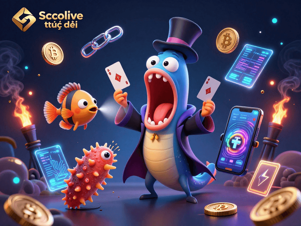 Experience Socolive trực tiếp with a vibrant underwater casino scene featuring unique deep-sea characters.