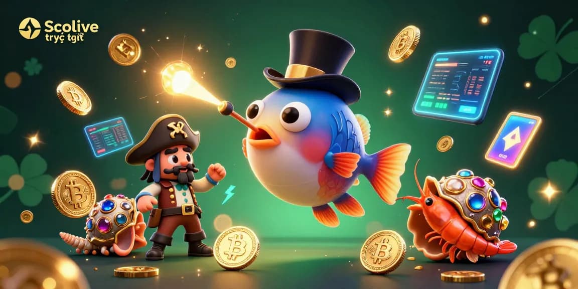 Engaging scene of Socolive trực tiếp showcasing a vibrant underwater treasure hunt with crypto coins.