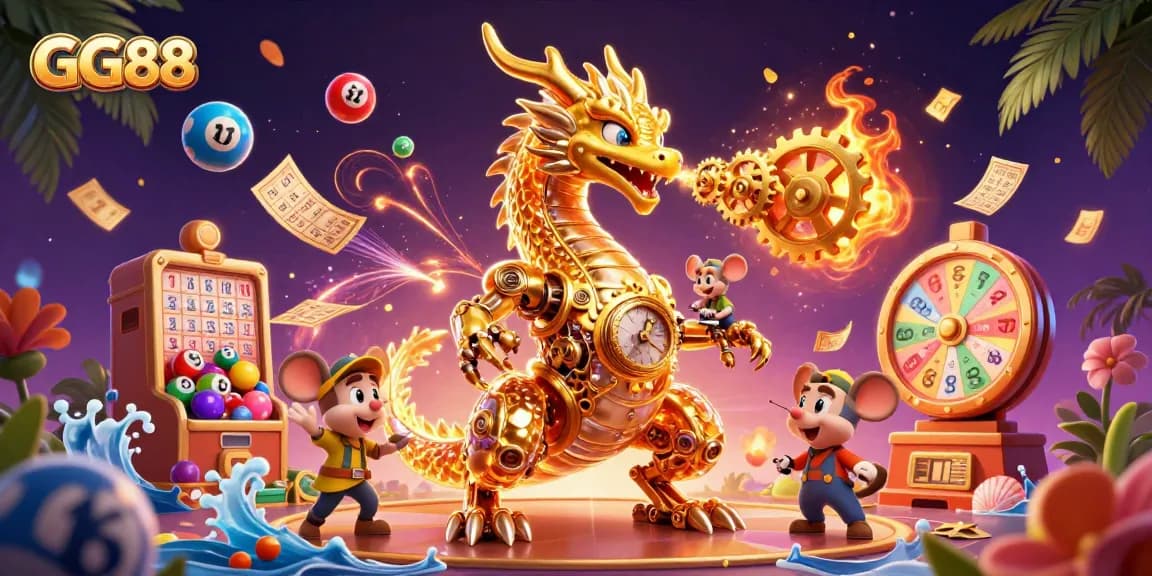 Experience winning strategies at GG88 with a vibrant illustration of animated gaming elements.