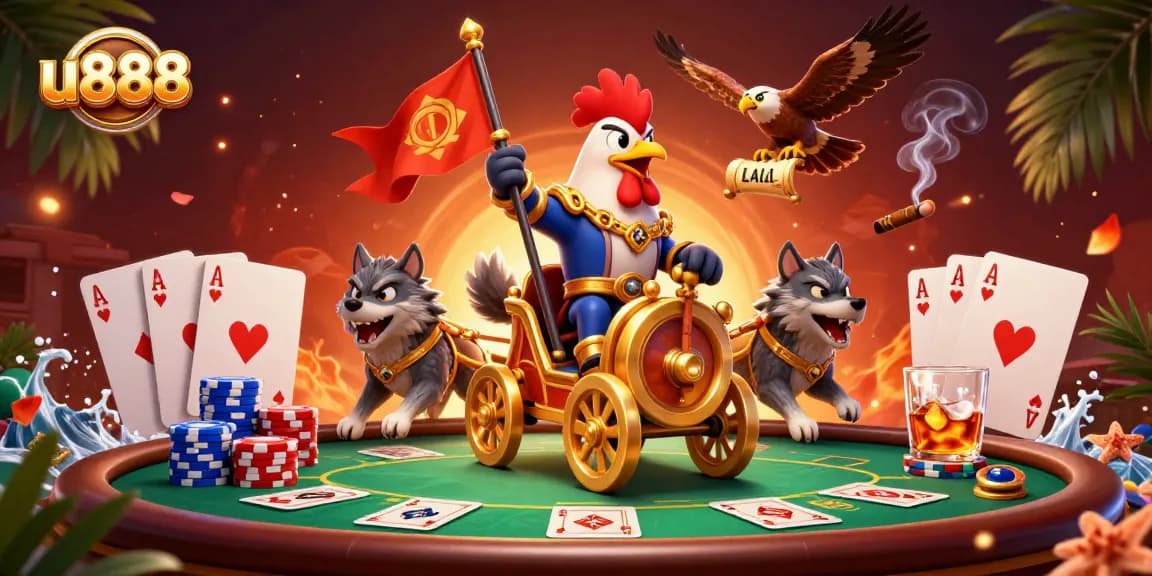 Engage with u888's exhilarating poker action featuring vibrant 3D elements and dynamic characters.