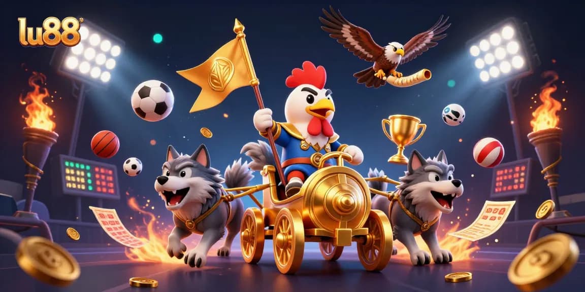 Experience exciting gaming at lu88, a lively 3D casino scene with immersive elements and action.