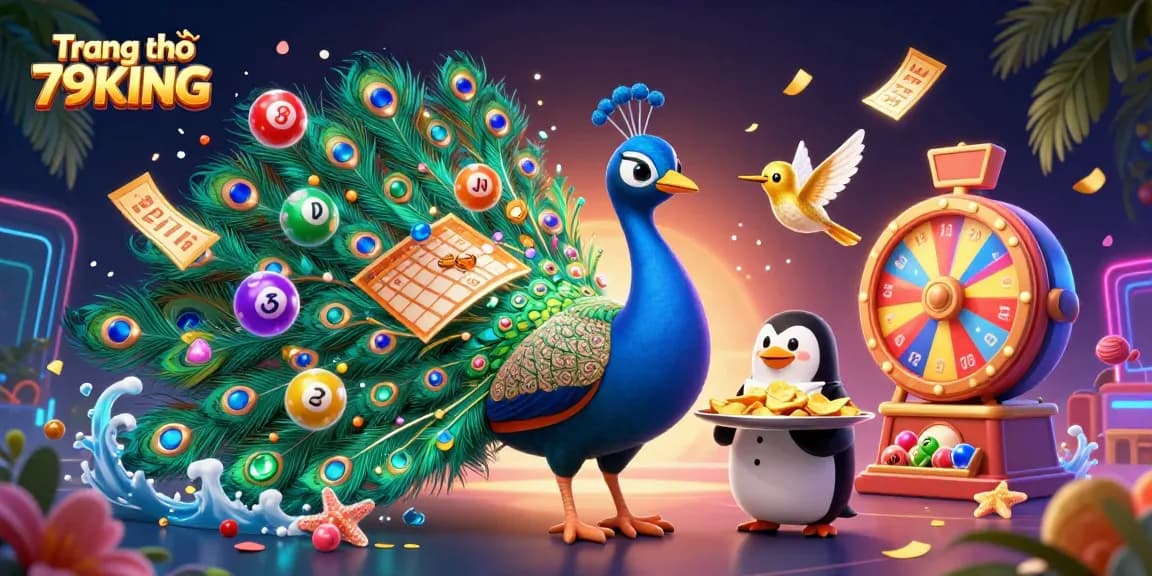 Engage with the lively atmosphere of Trang chủ 79KING featuring vibrant lottery elements and dynamic gaming characters.