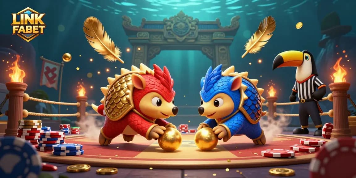 Engage in thrilling gameplay with LINK FABET, featuring bold pangolins amidst poker chips.