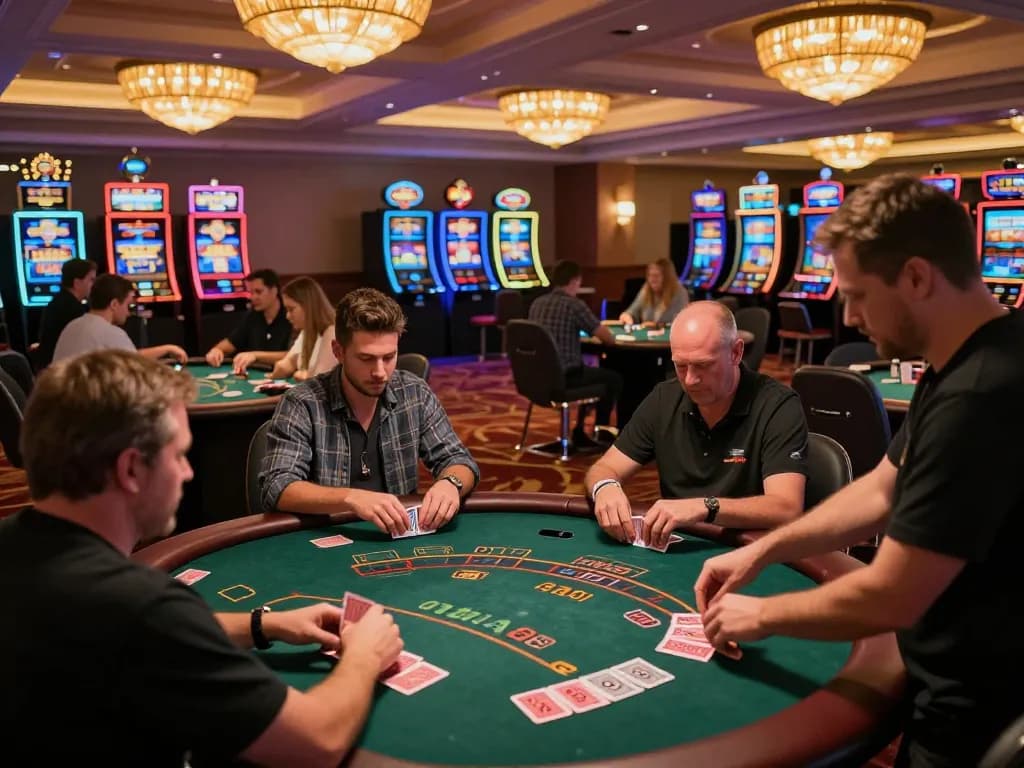 MM 88 players engaged in intense blackjack strategy on the casino floor featuring elegant decor