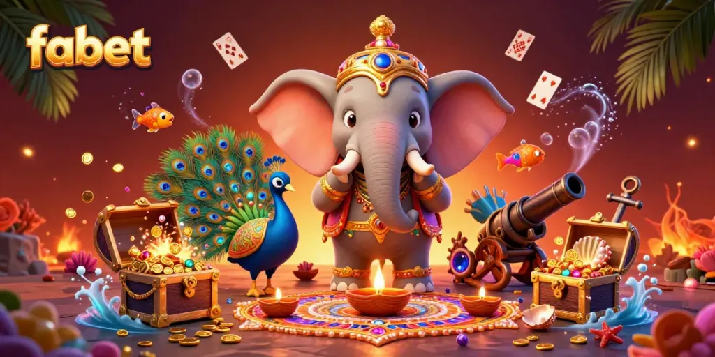 Experience fabet like never before with vibrant 3D visuals of an elephant and peacock enriched by gems and gold coins.