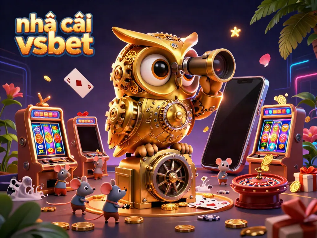 Experience the vibrant world of nhà cái vsbet with a dynamic 3D casino scene featuring a golden owl and engaging game elements.