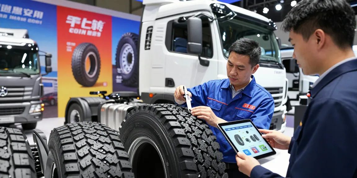 RR99 tires showcased at an automotive trade show with mechanics and customers engaging.