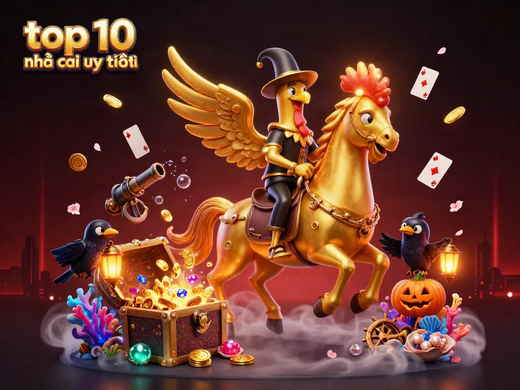 Engage in top 10 nhà cái uy tín with thrilling casino excitement illustrated in a vibrant 3D scene.