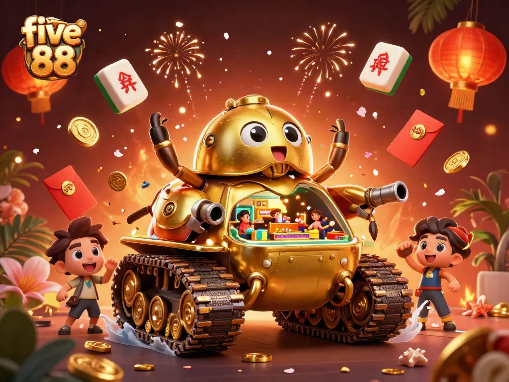 Engage in the excitement of five 88 with a vibrant 3D illustration of a winning casino scene.