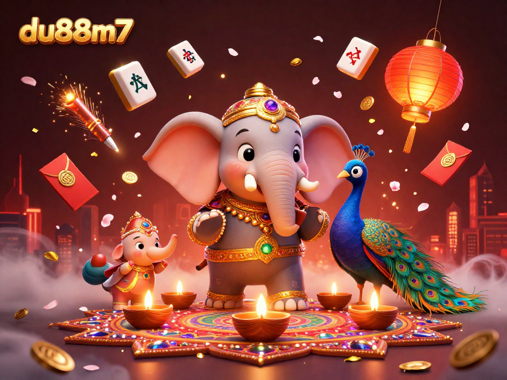 Join the excitement with du88m7 at a vibrant casino-themed celebration featuring festive characters.