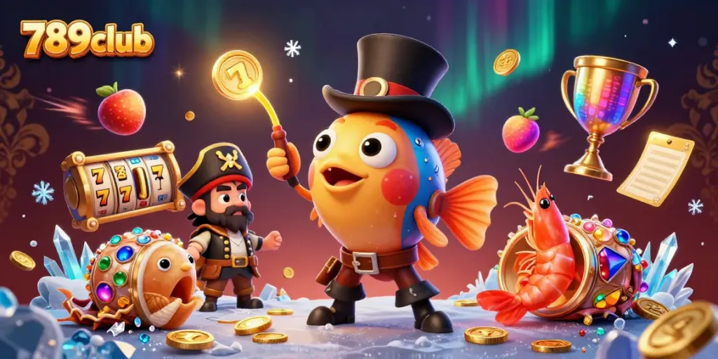 Experience thrilling gameplay at 789club with a vivid 3D illustration of characters and dynamic gambling elements.