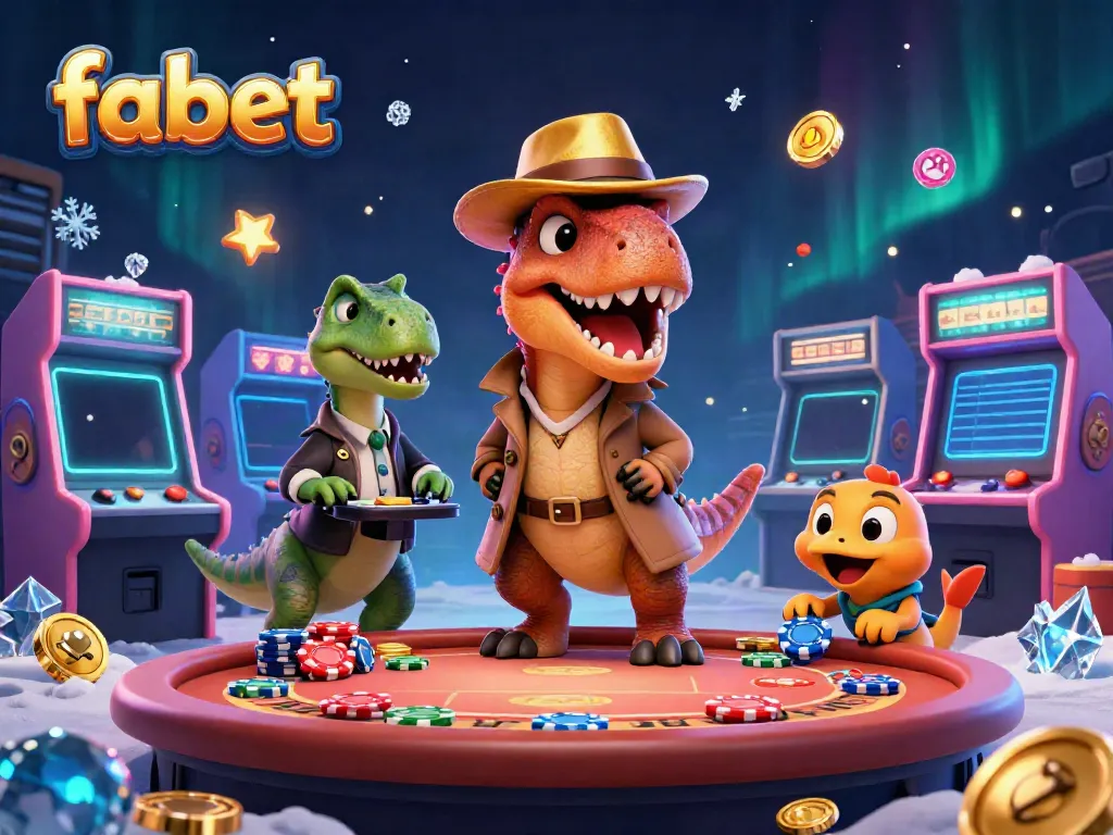 Fabet players enjoy thrilling blackjack with a cartoon velociraptor and stegosaurus, capturing exciting moments.