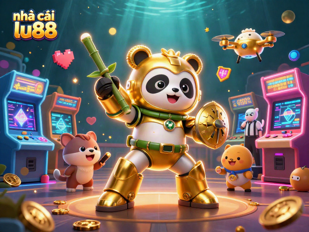 Engage with thrilling gaming action at nhà cái lu88 featuring animated casino characters and vibrant arcade elements.