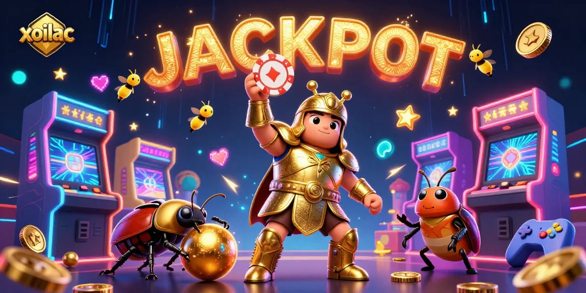 Experience exhilarating gameplay on xoilac as the hercules beetle triumphantly lifts a poker chip amidst vibrant casino elements.