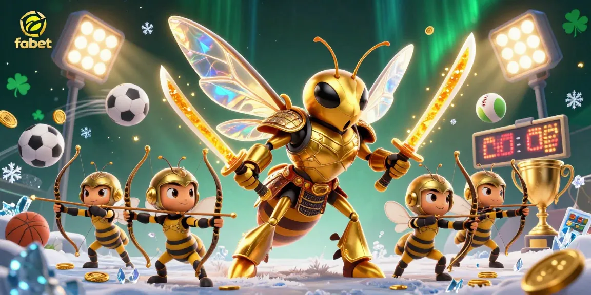 fabet showcases a vibrant 3D casino scene with a samurai hornet and sports betting elements.