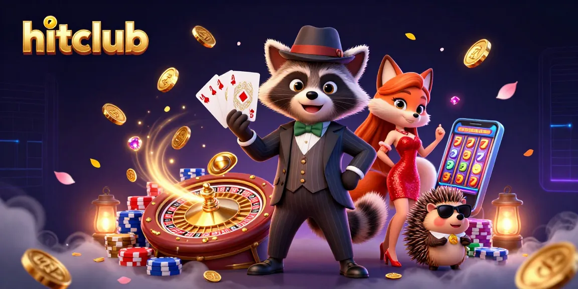 Experience hitclub action with a suave raccoon, fox lady, and tiny hedgehog surrounded by casino gold and excitement.