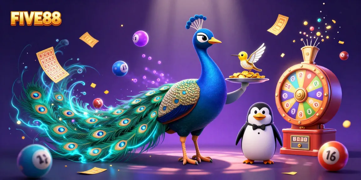 Experience vibrant casino action with FIVE88 lottery and gaming excitement illustrated in 3D.