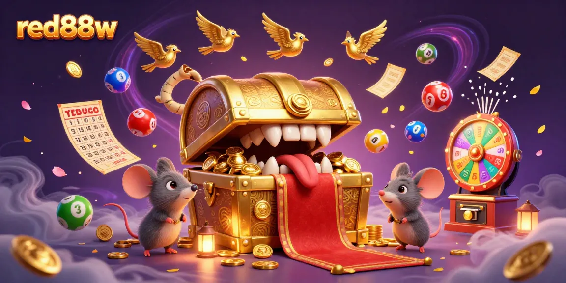 Experience excitement with red88w's vibrant lottery-themed 3D illustration showcasing abundant winnings and dynamic action.