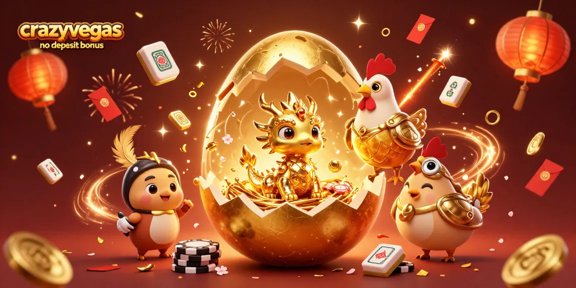 Experience the thrill of playing at Crazy Vegas with the no deposit bonus, illustrated through an enchanting golden dragon scene.