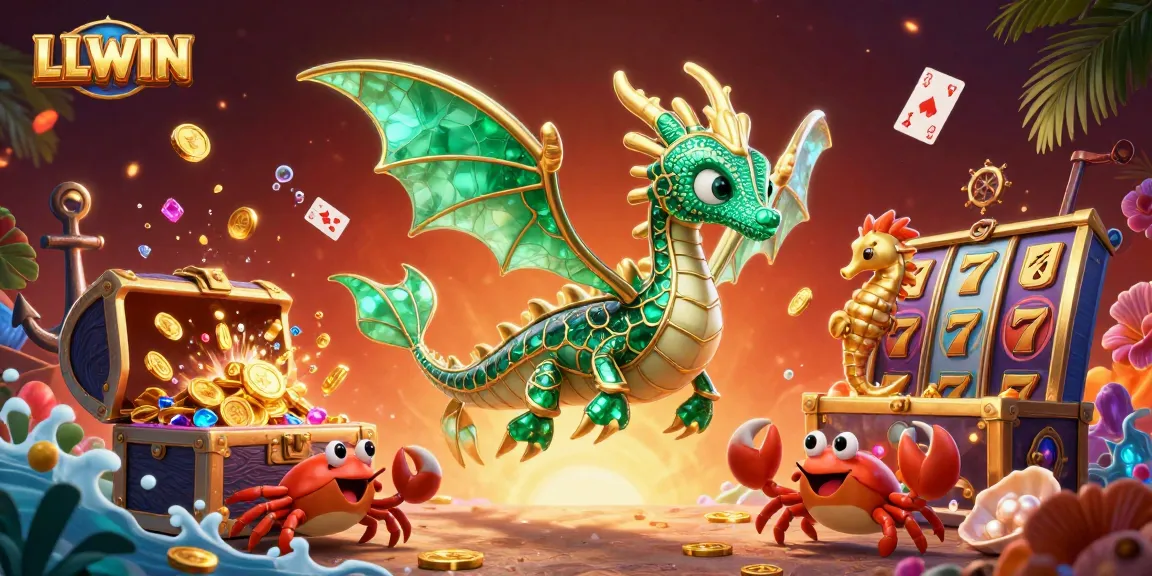 Experience thrilling gameplay at LLWIN with vibrant creatures, casino elements, and dazzling treasures.