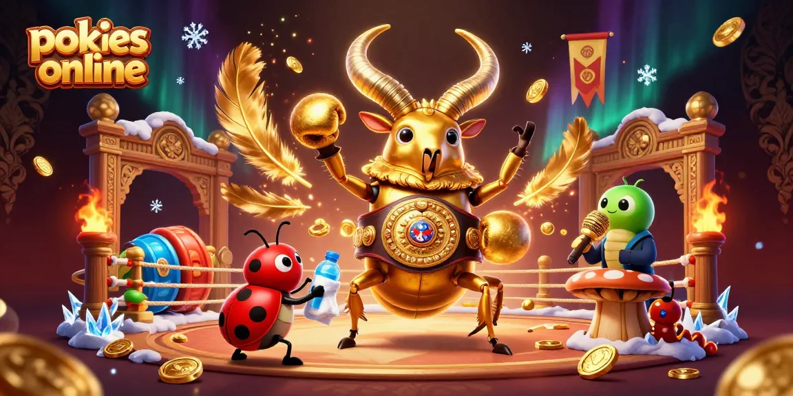Engage in pokies online with a dynamic boxing scene featuring whimsical characters and vibrant casino elements.